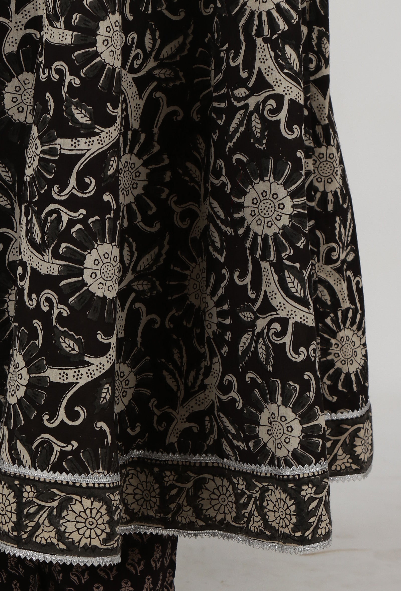 Ajrakh Printed Black Cotton Anarkali