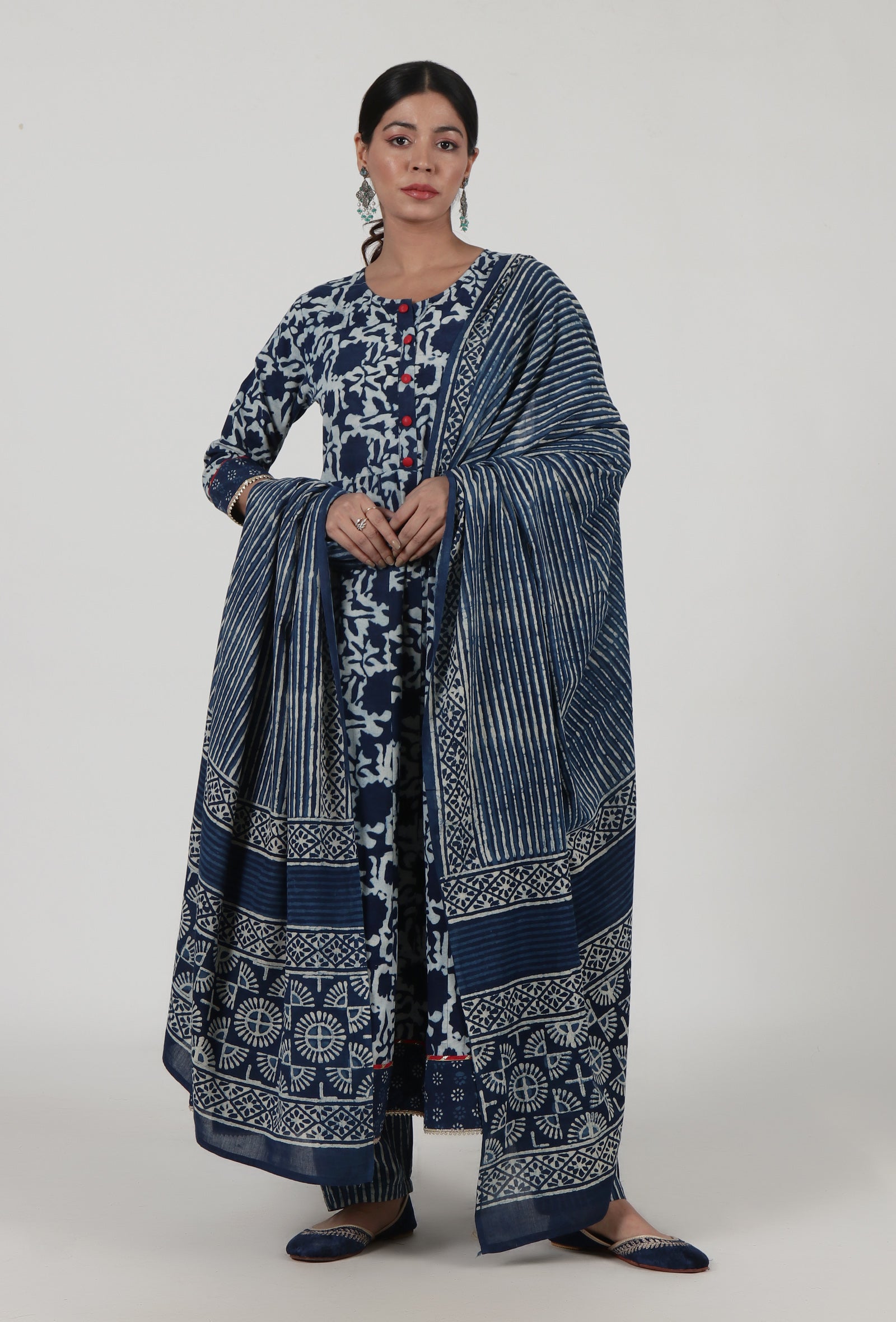 Indigo Printed Blue Cotton Dupatta