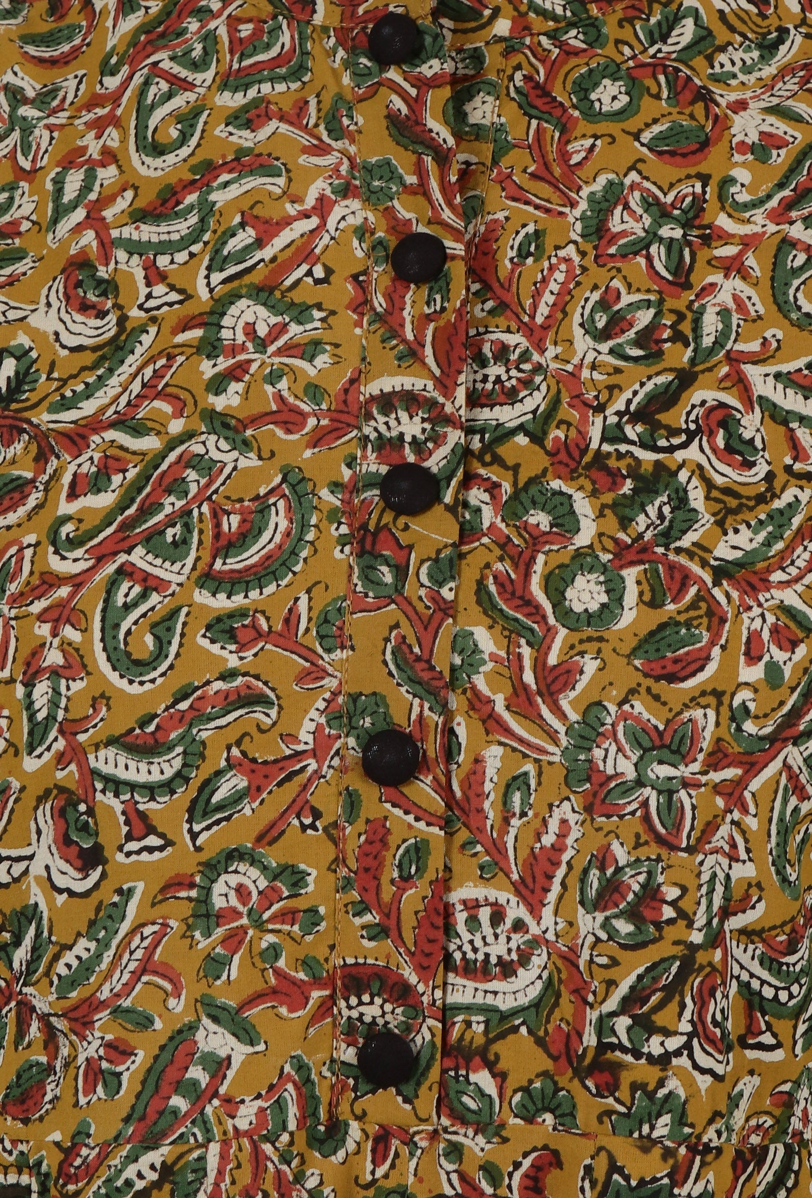 Set Of 2: Ajrakh Printed Yellow Cotton Anarkali & Red Pant Set