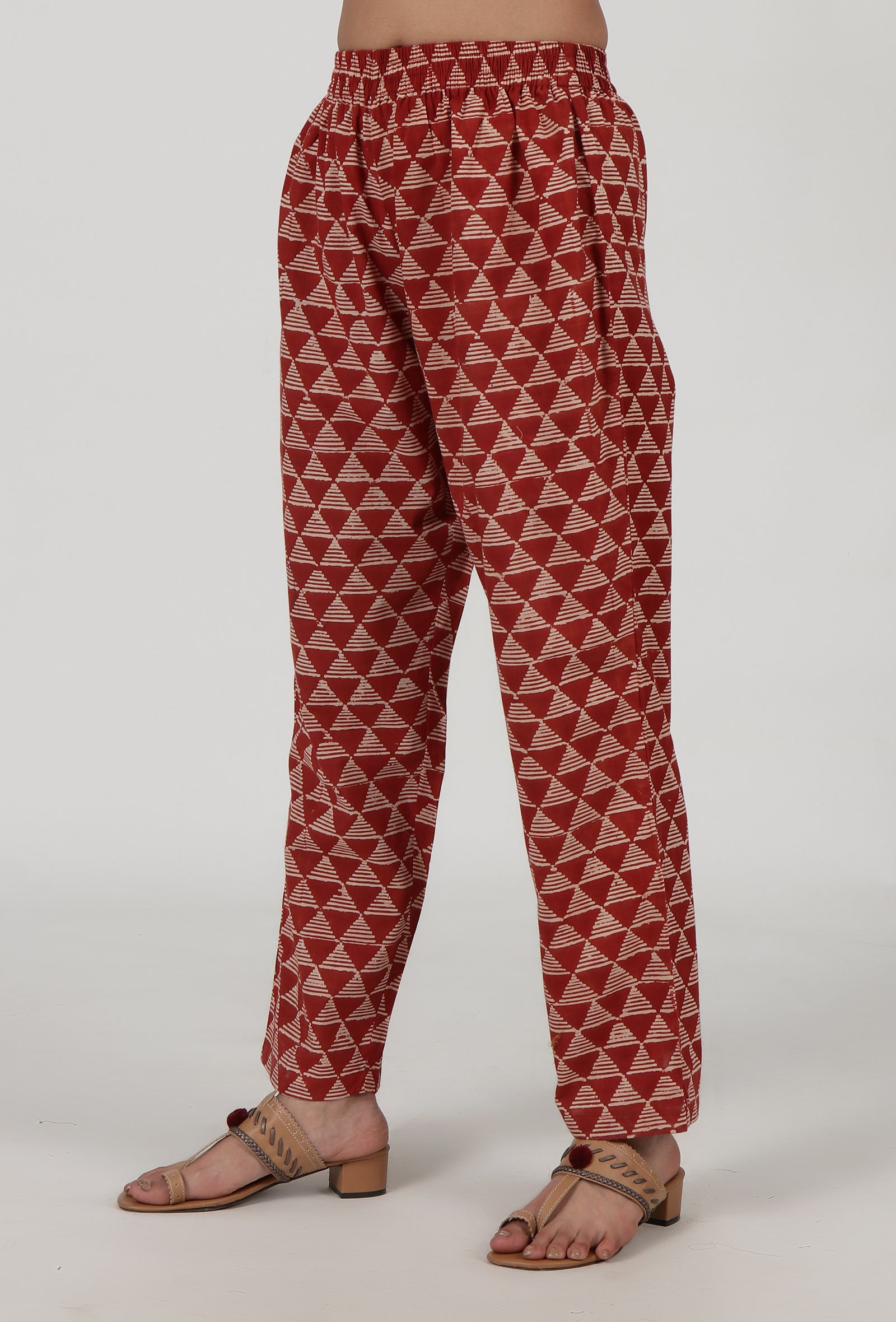 Ajrakh Printed Red Cotton Pant