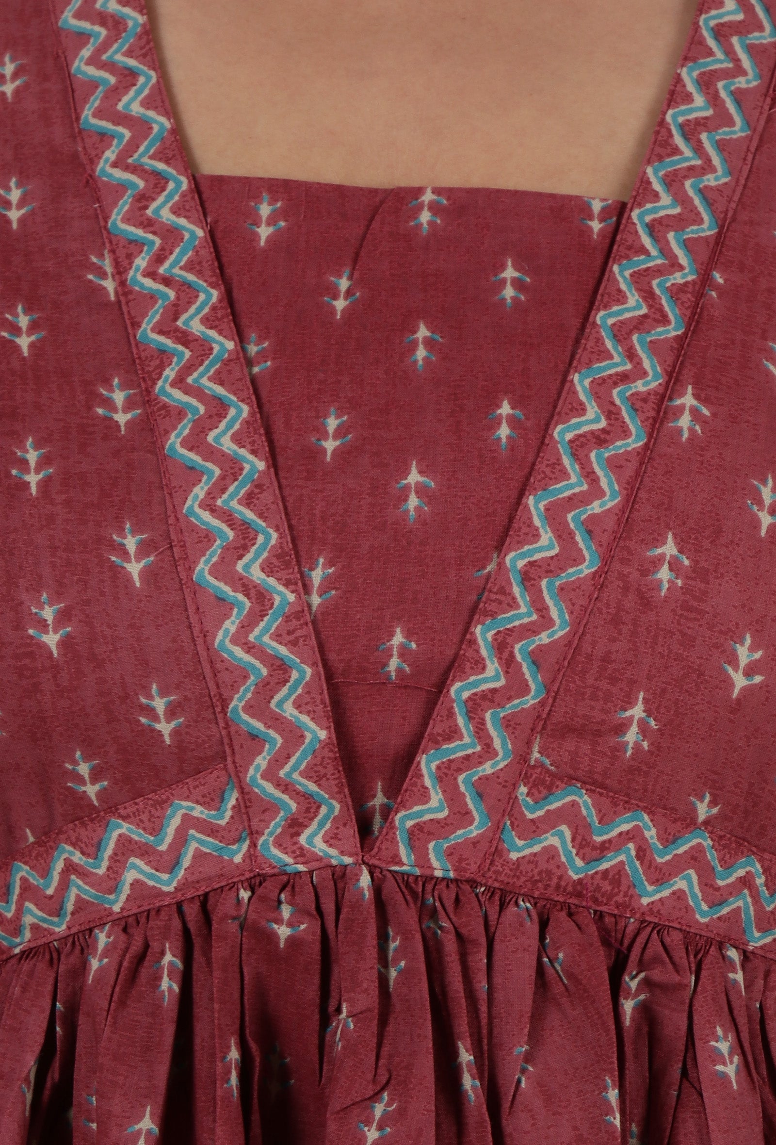 Ajrakh Print Red Cotton Dress