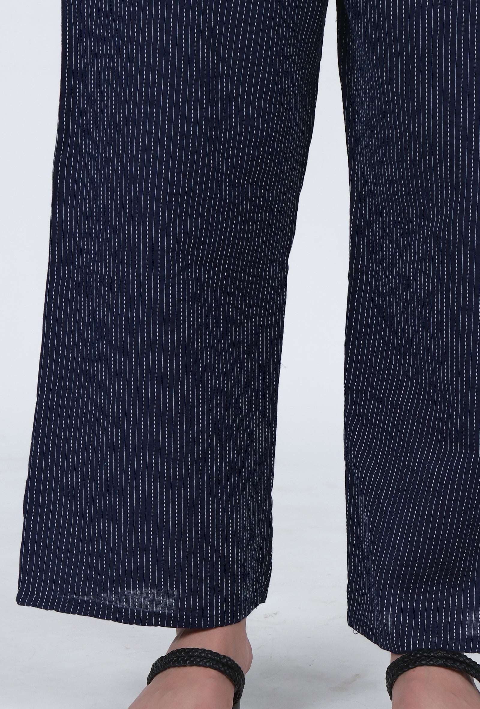 Set Of 2: Navy Blue Cotton Kurta & Pant Set