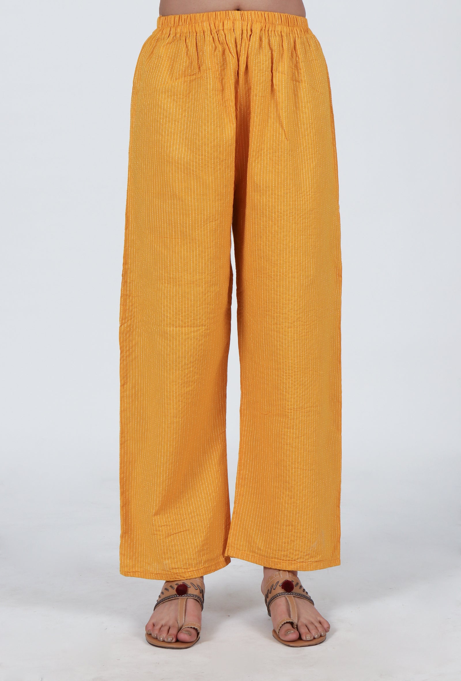 Set Of 2: Yellow Cotton Kurta & Pant Set