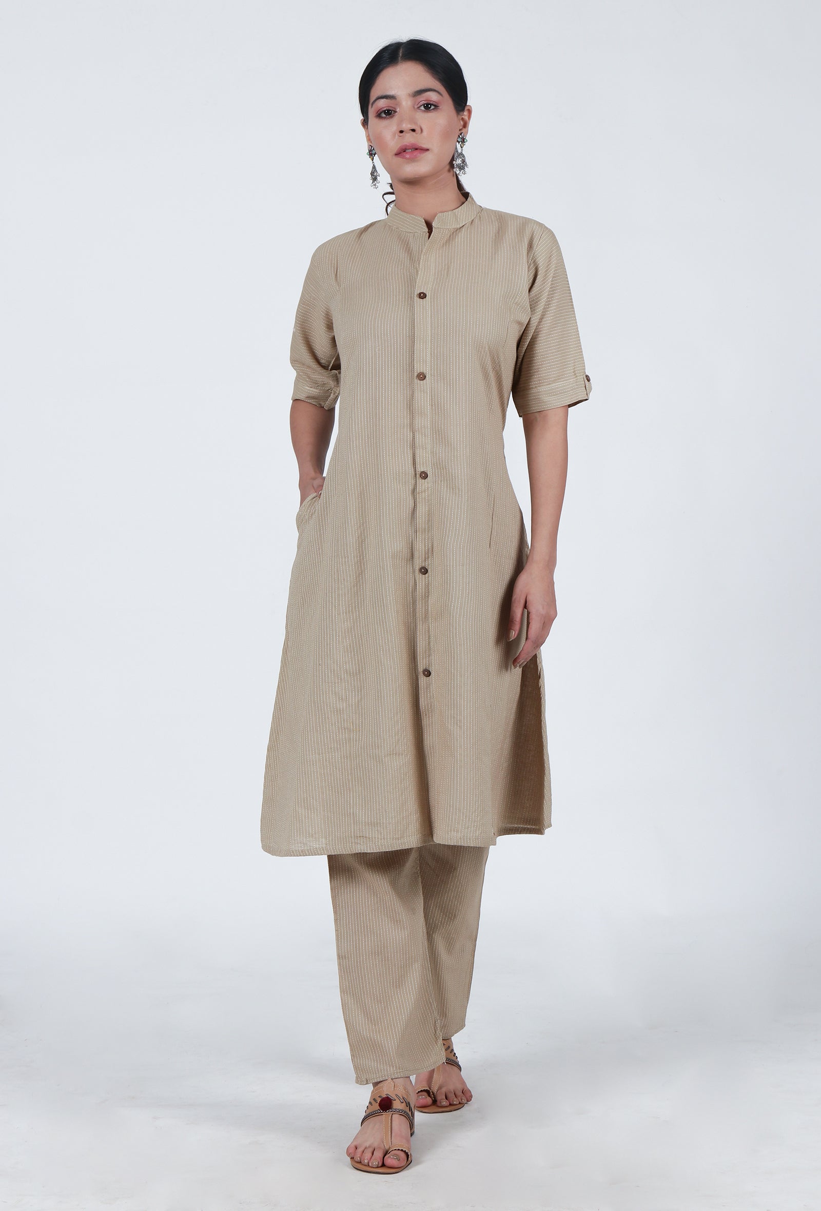 Beige Cotton Kurta