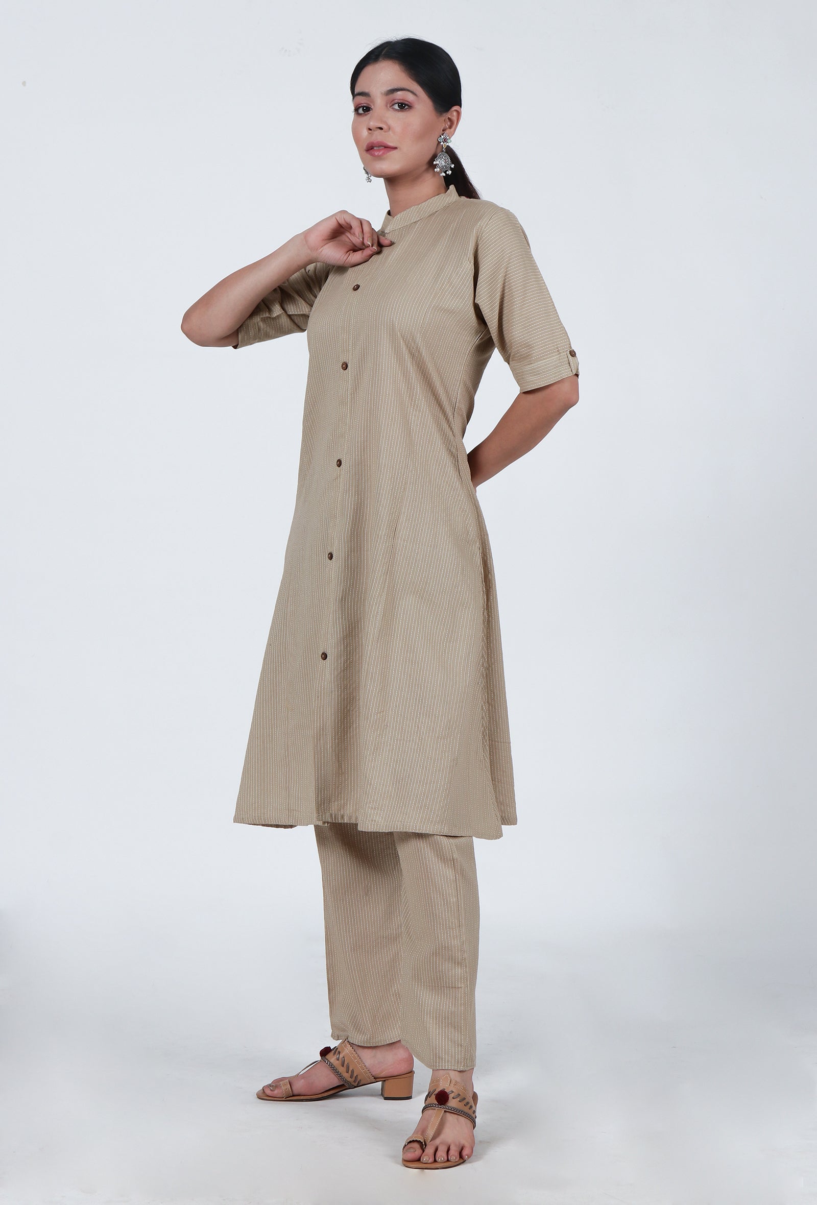 Beige Cotton Kurta