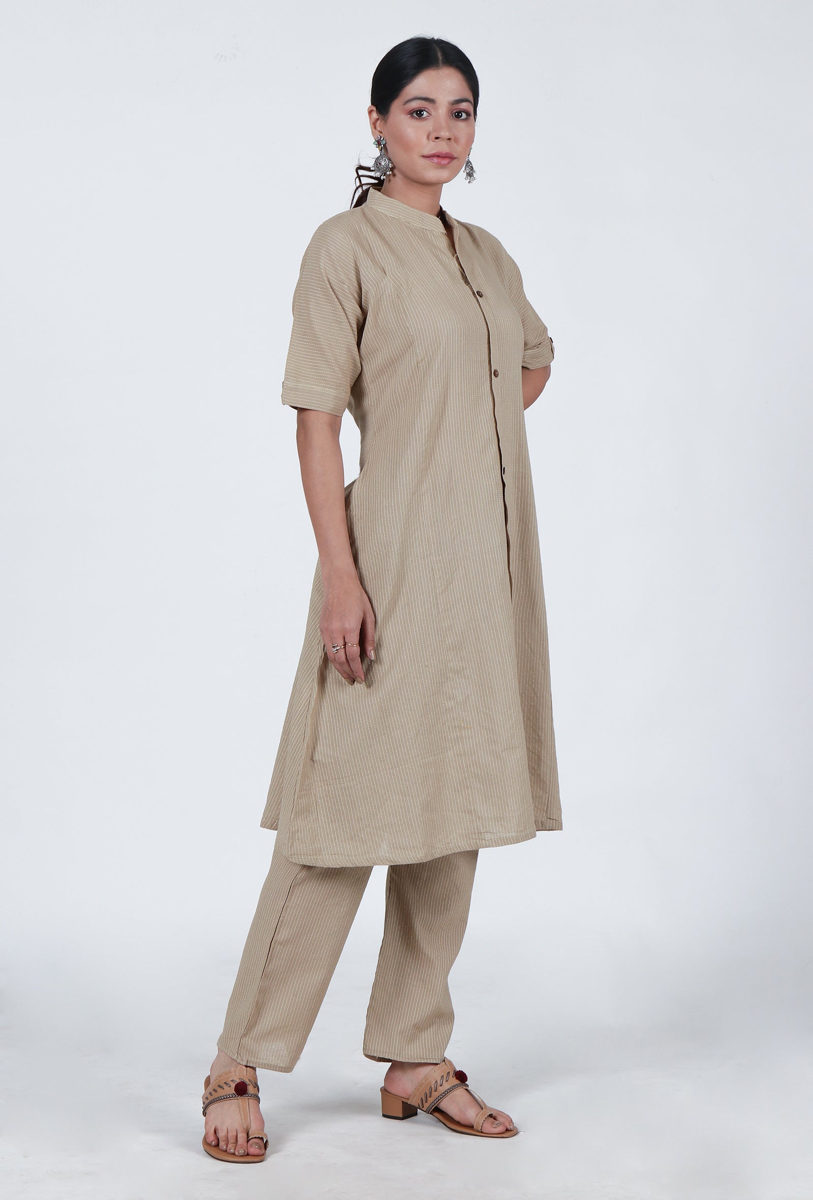 Beige Cotton Kurta
