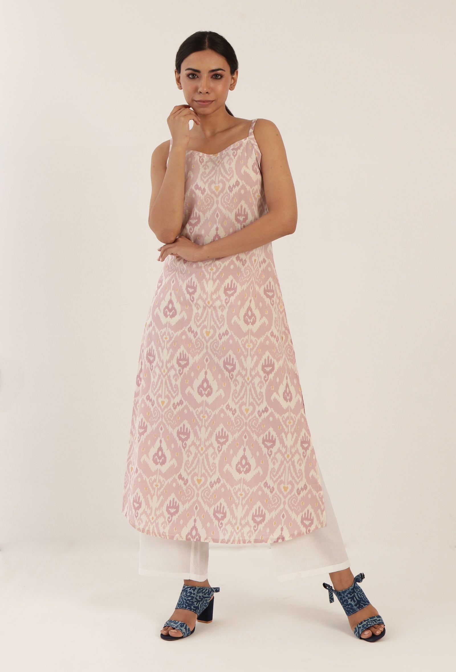 Pine Cone Color Cotton Slip With Multicolor Motif