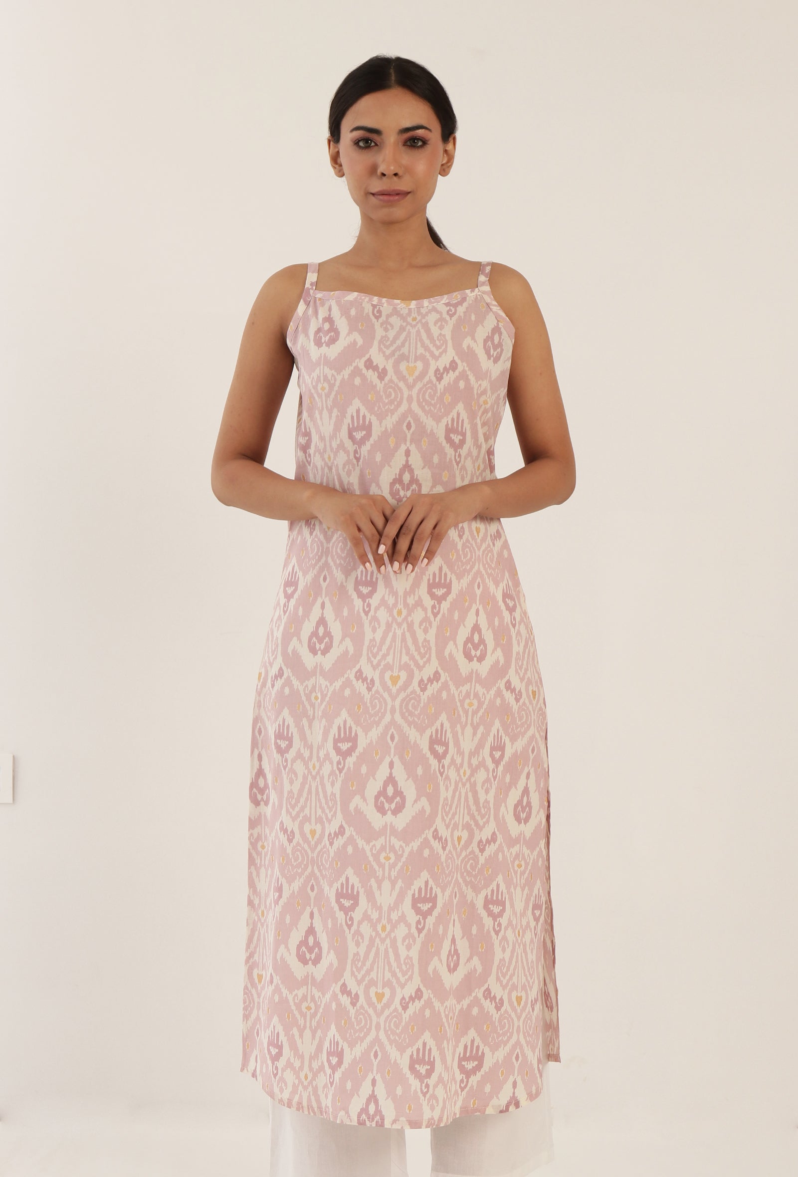 Pine Cone Color Cotton Slip With Multicolor Motif