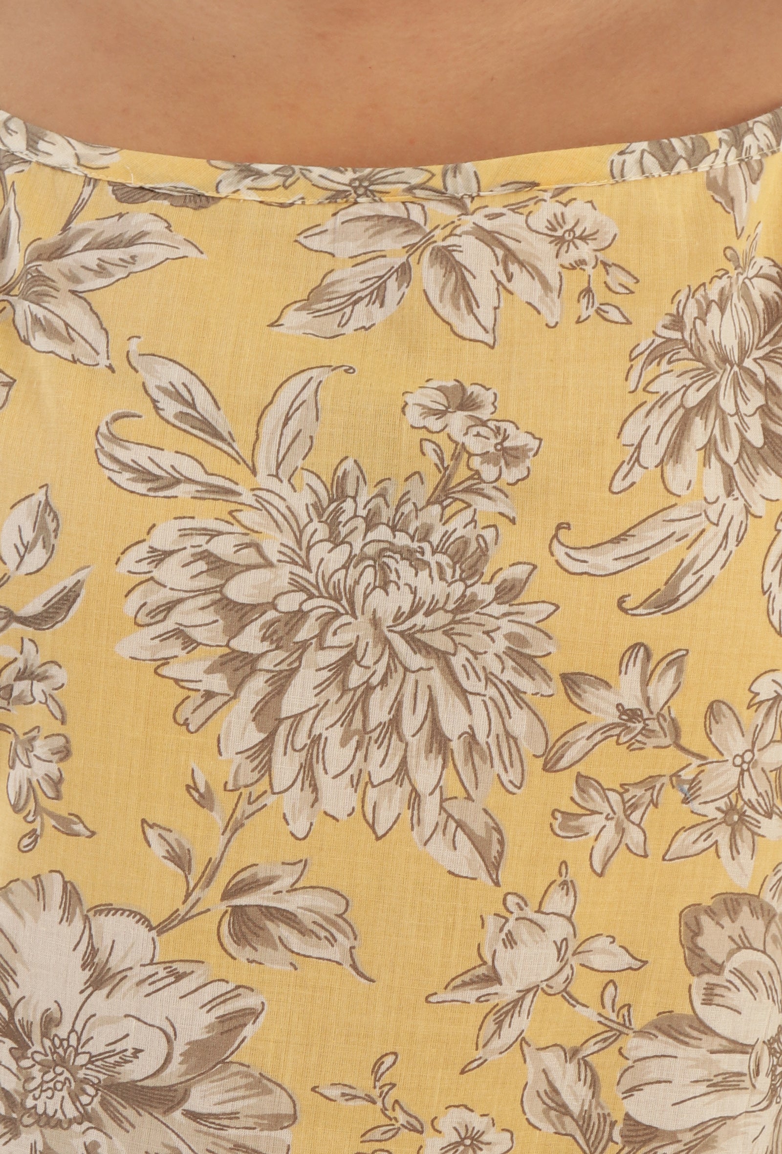 Yellow Color Cotton Slip With Multicolor Motif