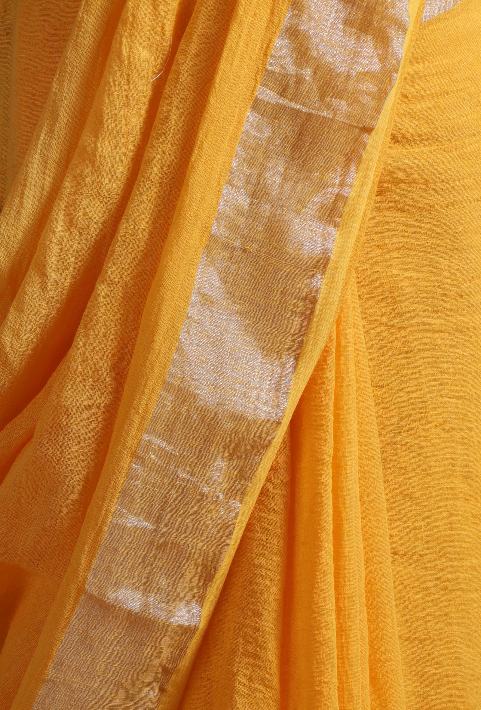 Yellow Color Cotton Linen Saree With Unstitched Blouse