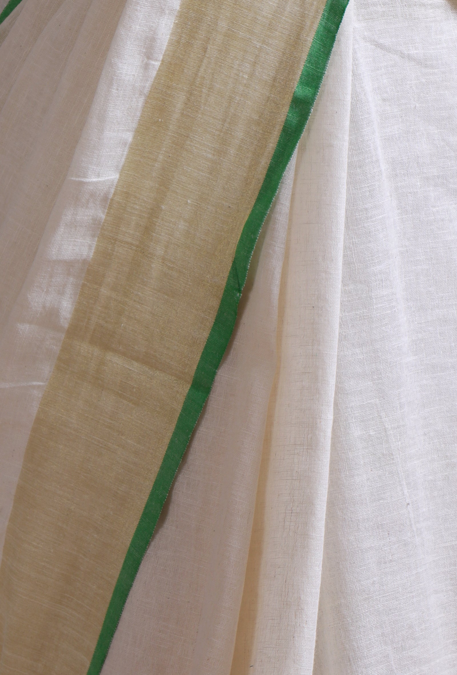 White Color Cotton Linen Saree With Unstitched Blouse