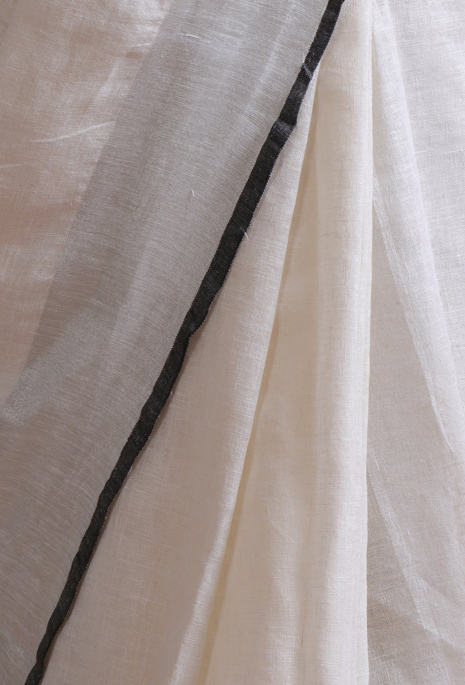 White Color Cotton Linen Saree With Unstitched Blouse