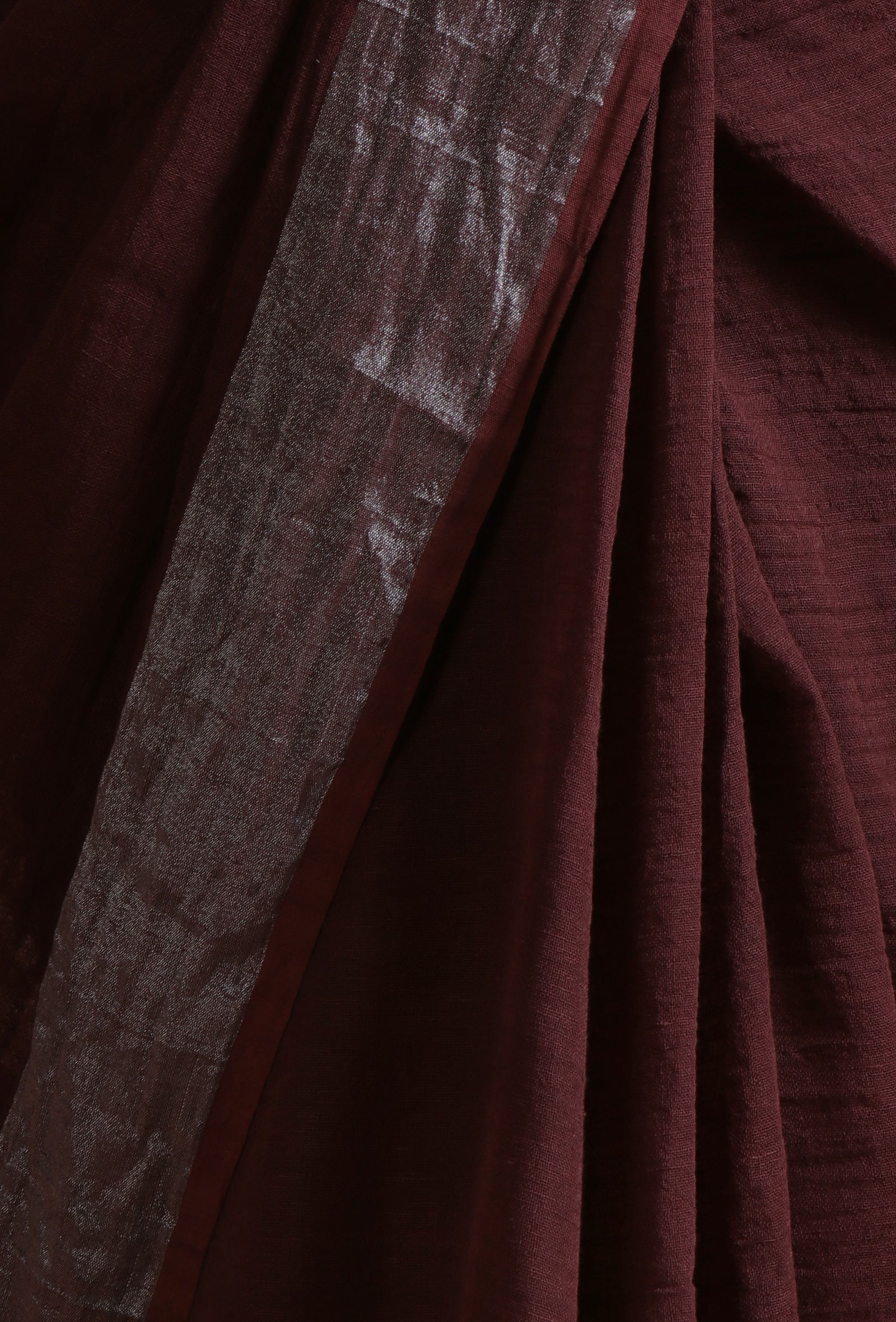 Brown Color Cotton Linen Saree With Unstitched Blouse