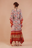 White & Maroon Digital Print Modal Silk Kaftan