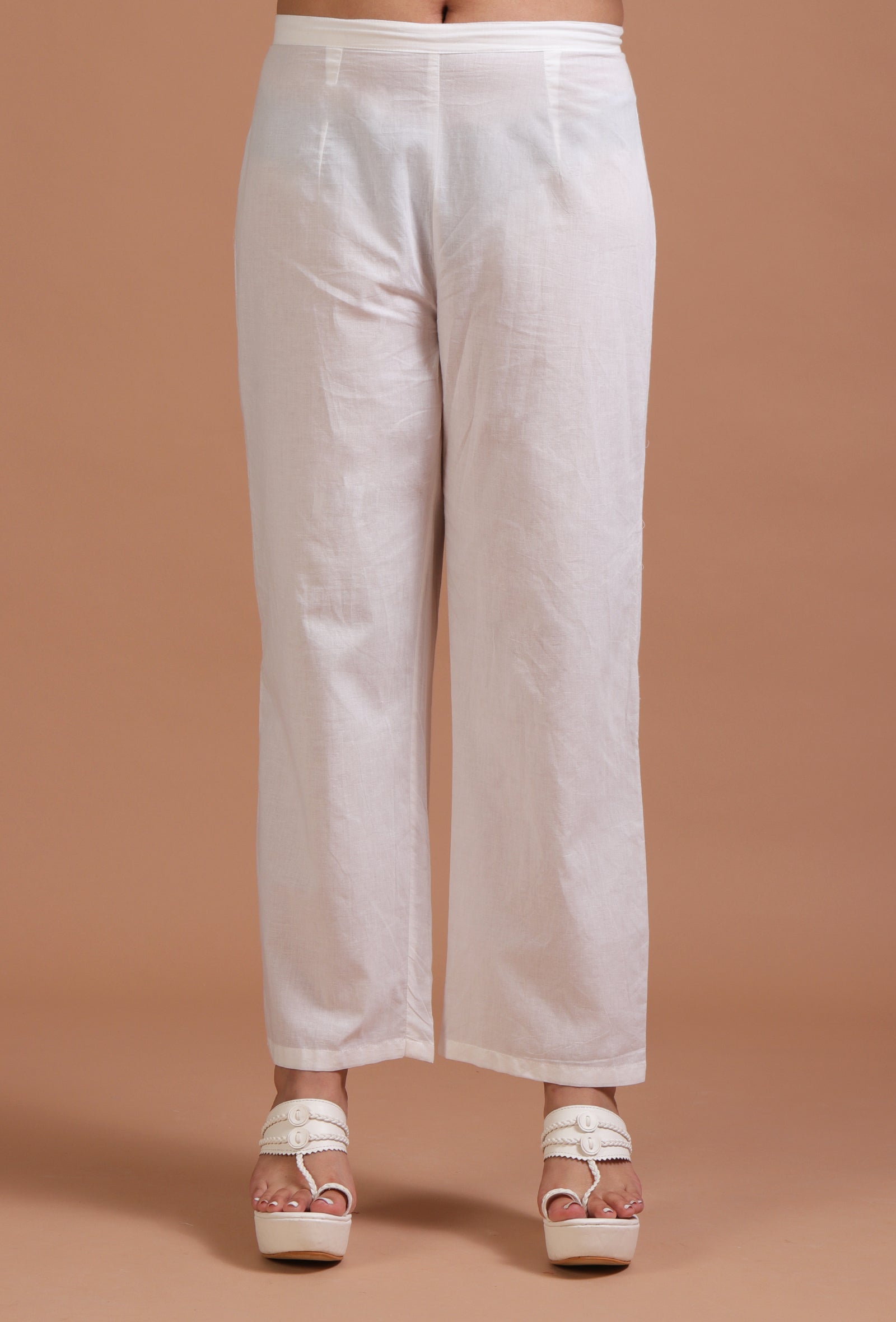 Set Of 2: Off White & Red Cotton Printed Kurta & Pant Set