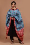 Blue & Red Color Semi Silk Dupatta With Zari Weaving