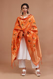 Mustard Yellow Color Semi Silk Dupatta With Zari Weaving
