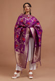 Purple Color Semi Silk Dupatta With Zari Weaving
