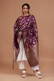 Purple Color Semi Silk Dupatta With Zari Weaving