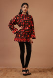 Black & Red Ari Embroidered Kani Short Jacket