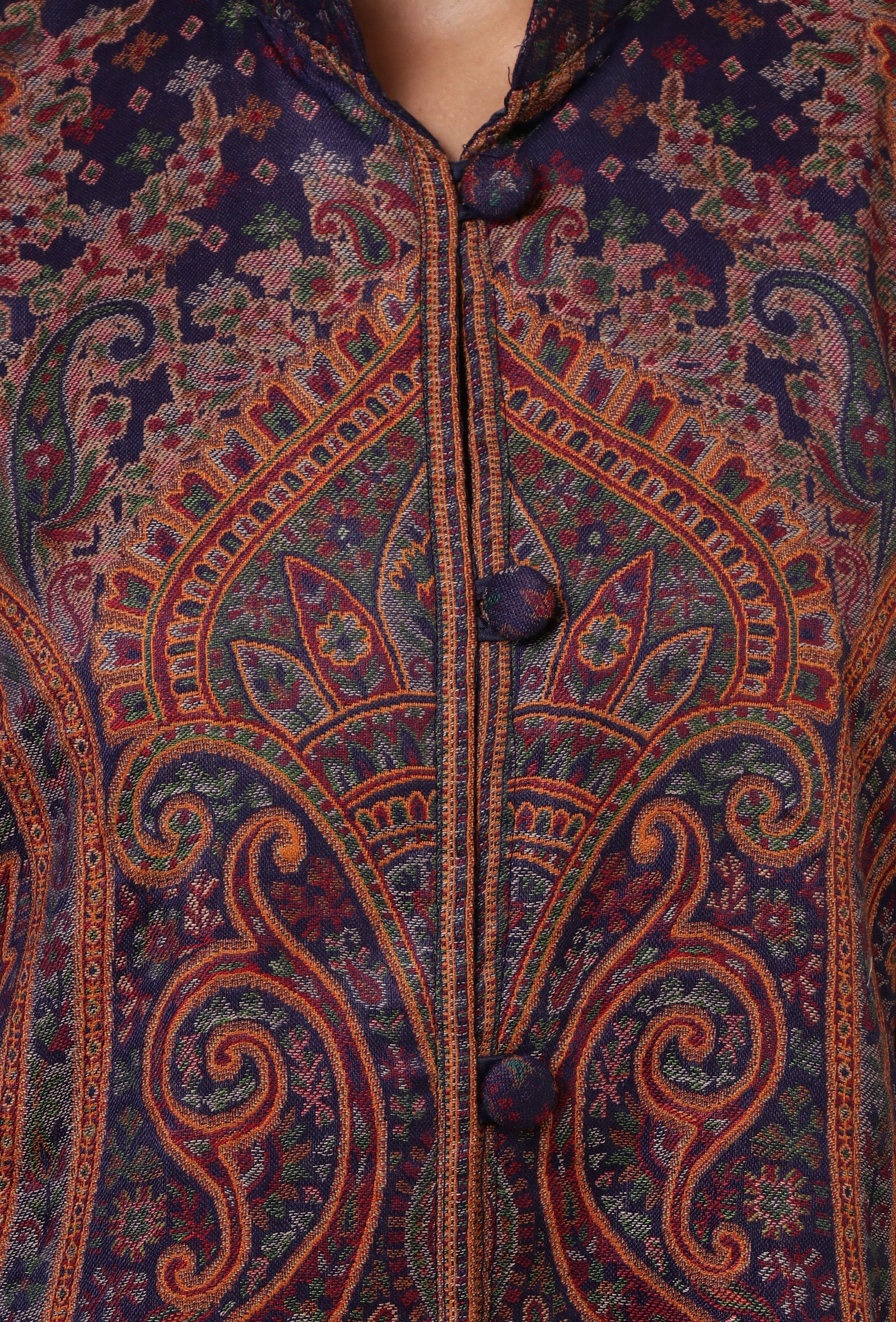 Blue & Multicolor Kani Embroidered Long Jacket