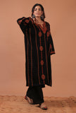 Black Woolen Sozni Embroidered Phiran- Free Size