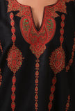 Black Woolen Sozni Embroidered Phiran- Free Size