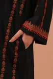 Black Woolen Sozni Embroidered Phiran- Free Size
