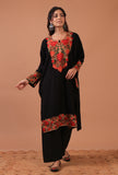 Black Woolen Ari Embroidered Phiran- Free Size
