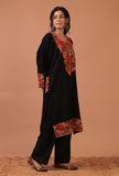 Black Woolen Ari Embroidered Phiran- Free Size