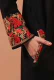 Black Woolen Ari Embroidered Phiran- Free Size