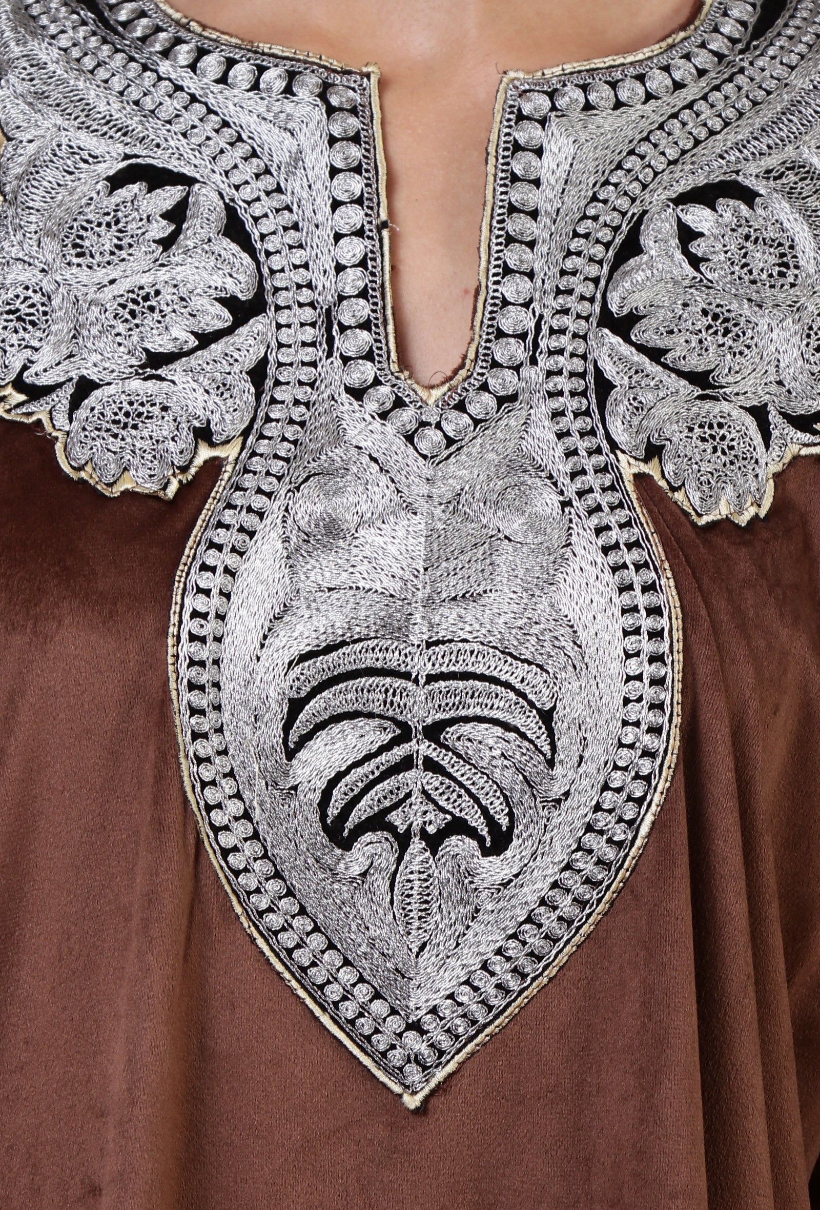 Purple Brown Velvet Zari Embroidered Kurta, Pant And Dupatta Set- Free Size