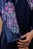 Blue Zodiac Velvet Ari Embroidered Kurta & Pant Set- Free Size