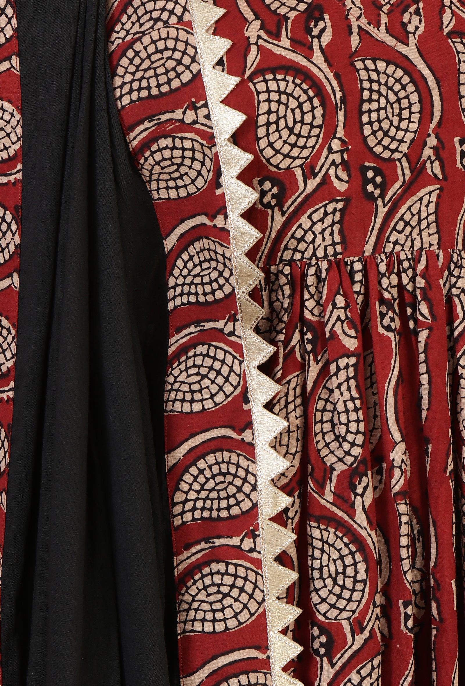 Baagh Border Black Cotton Dupatta with Lace