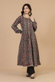 Ajrakh-Inspired Flared Kurta with Lace work Detailing