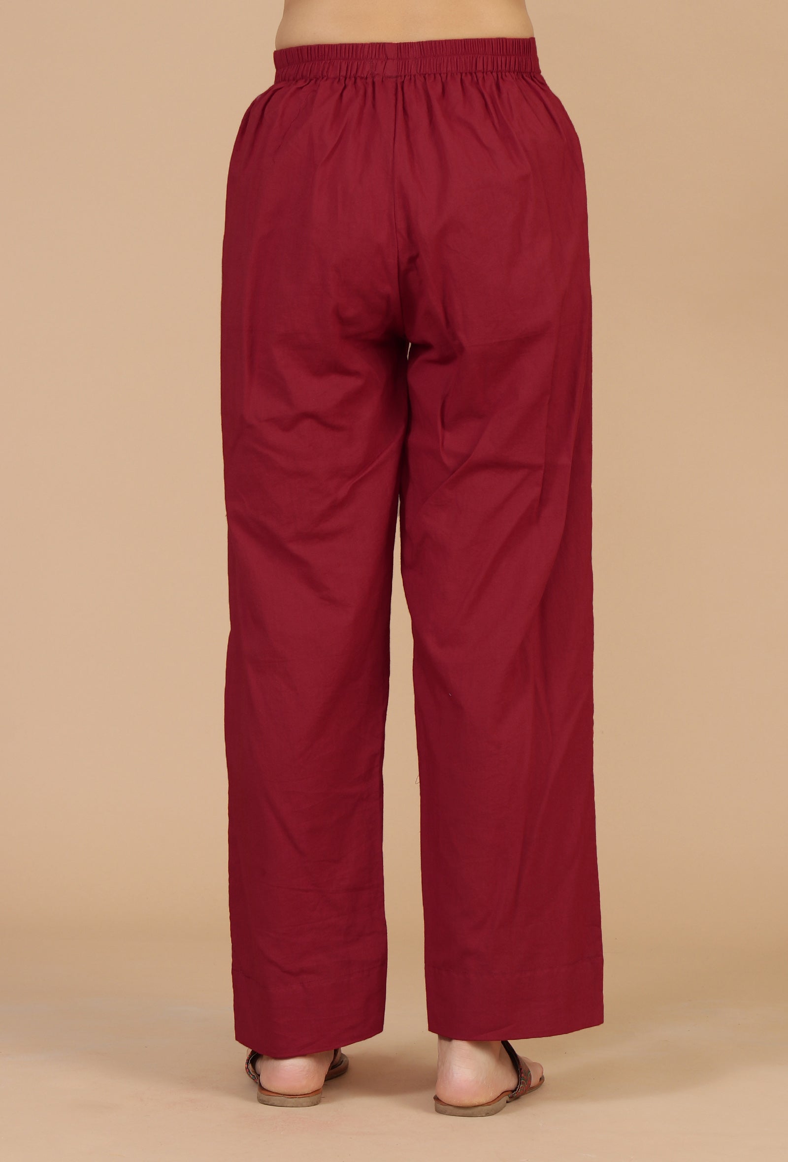 Set of 2: Block Printed Kaftan Kurta with Red Cotton Pants