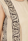 Beige Ivory Handblock Printed Overlay