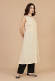 Beige Ivory Sleeveless Cotton Slip Kurta