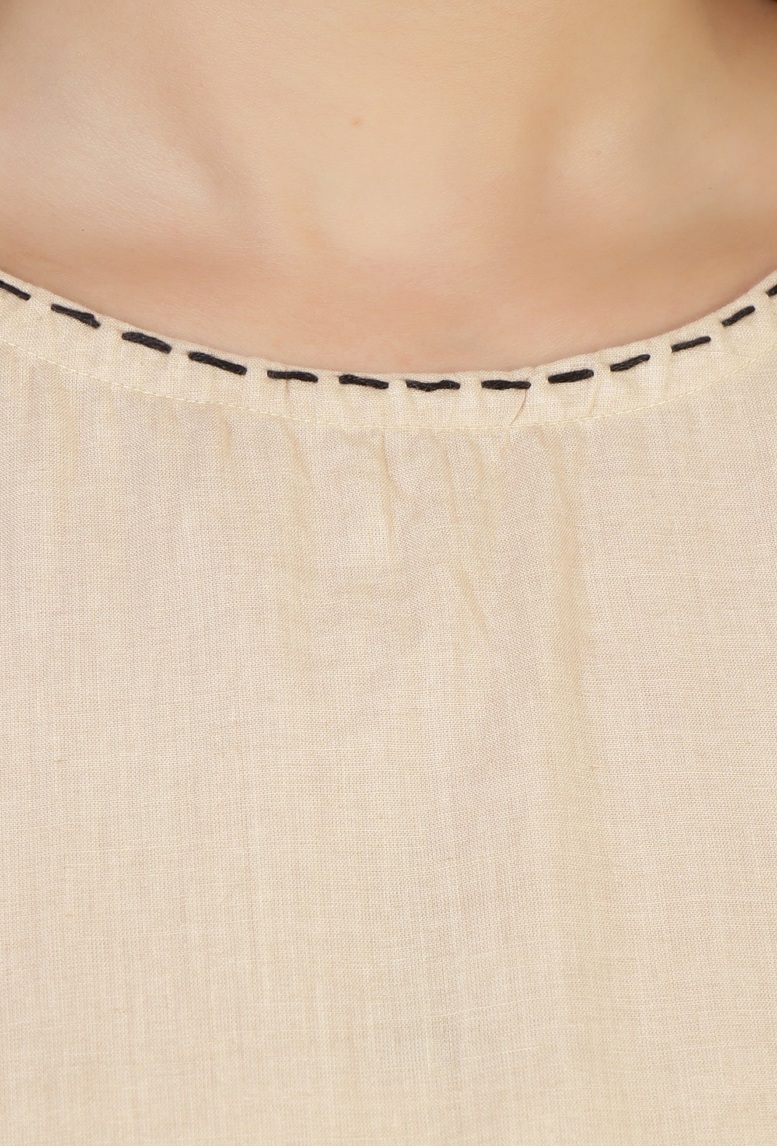 Beige Ivory Sleeveless Cotton Slip Kurta