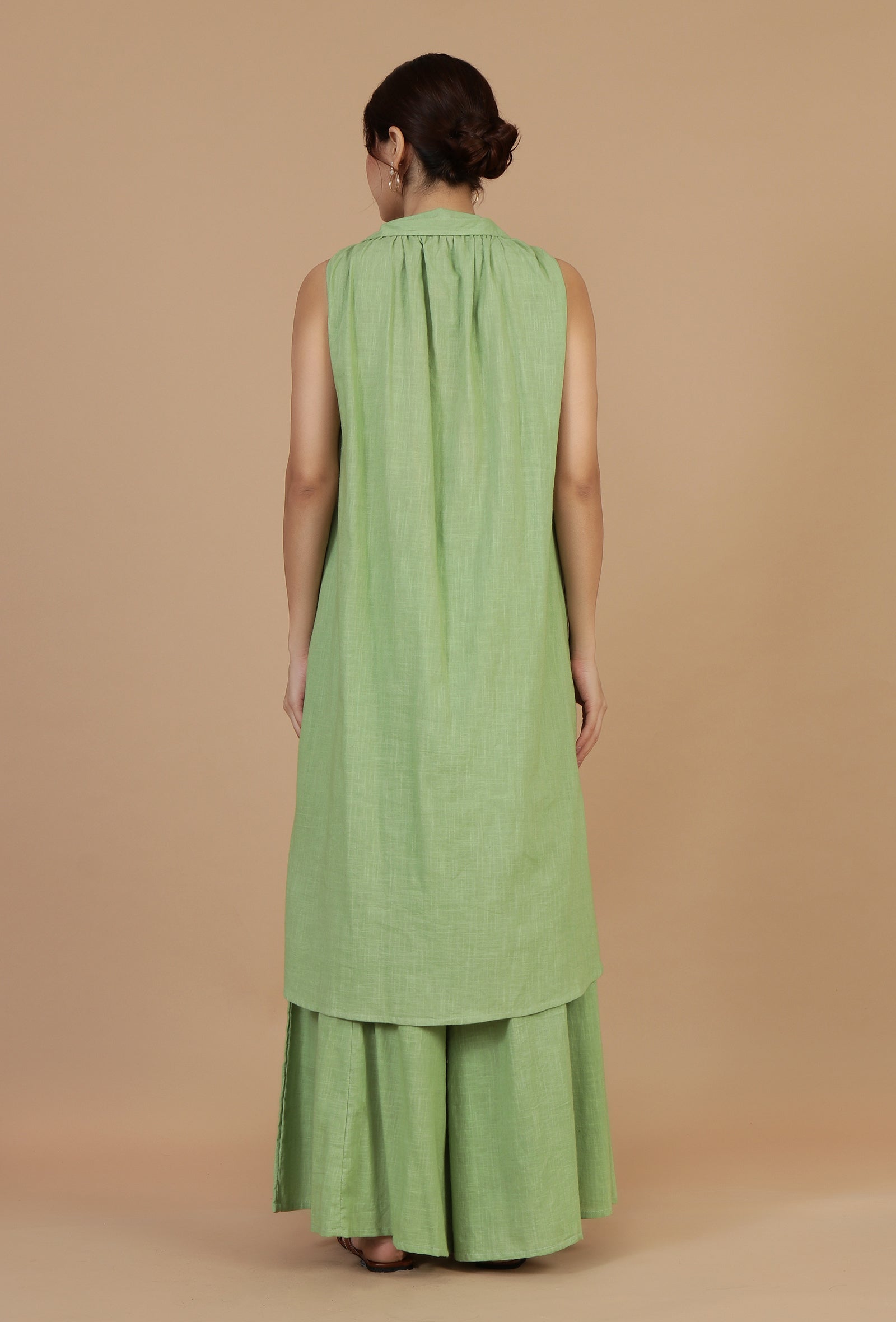 Light Green Sleeveless Shirt Kurta