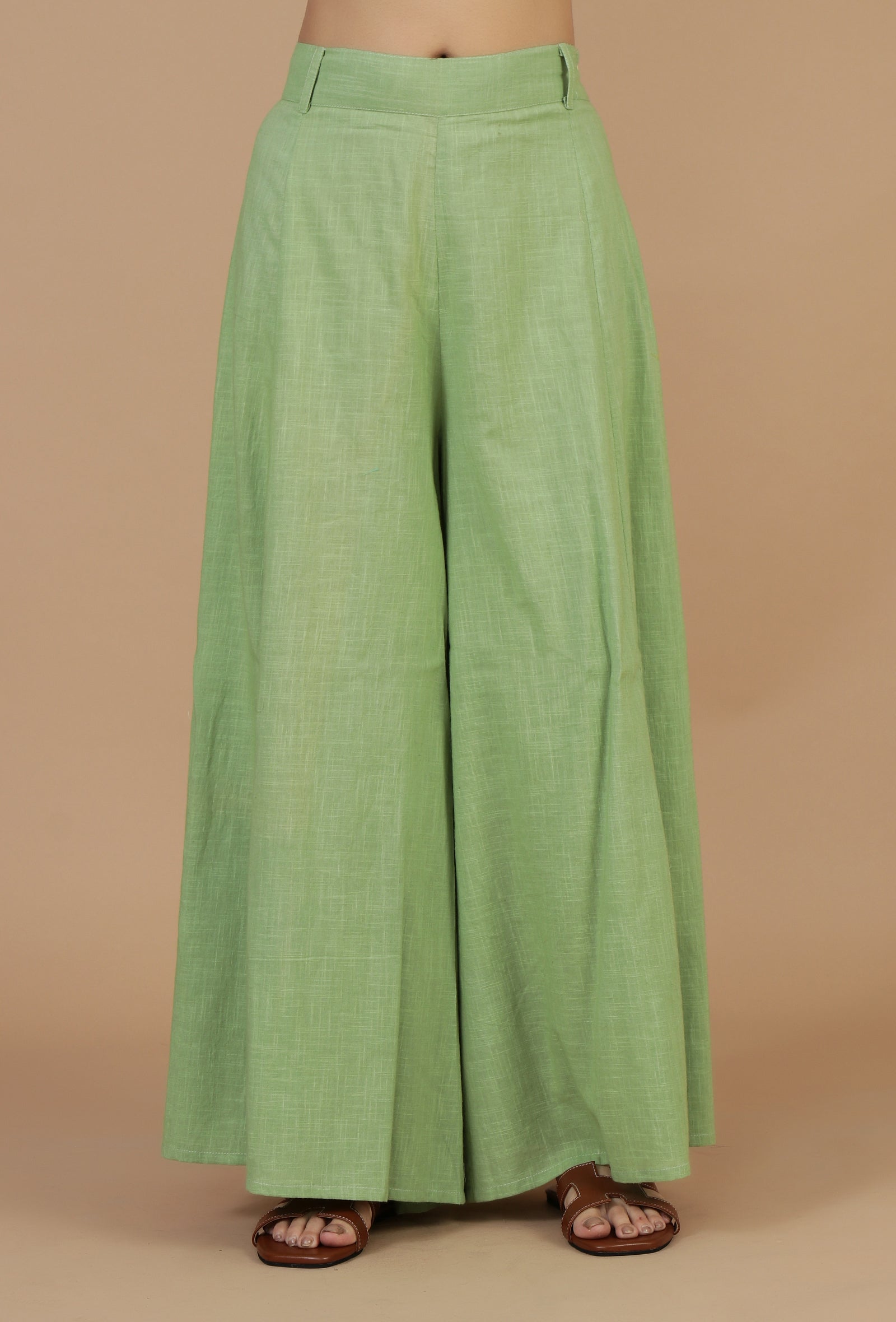 Light Green Cotton Palazzo Pants