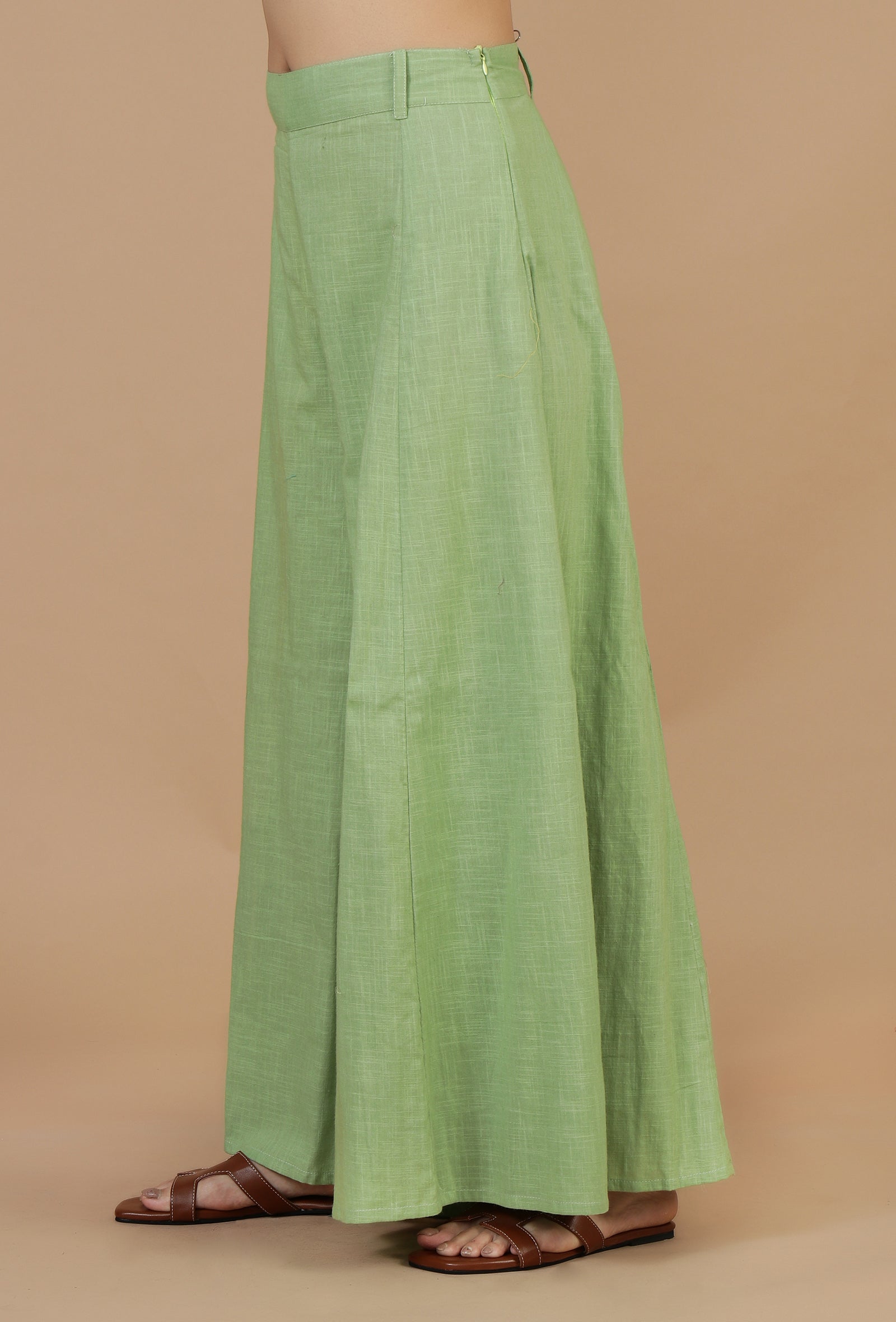 Light Green Cotton Palazzo Pants