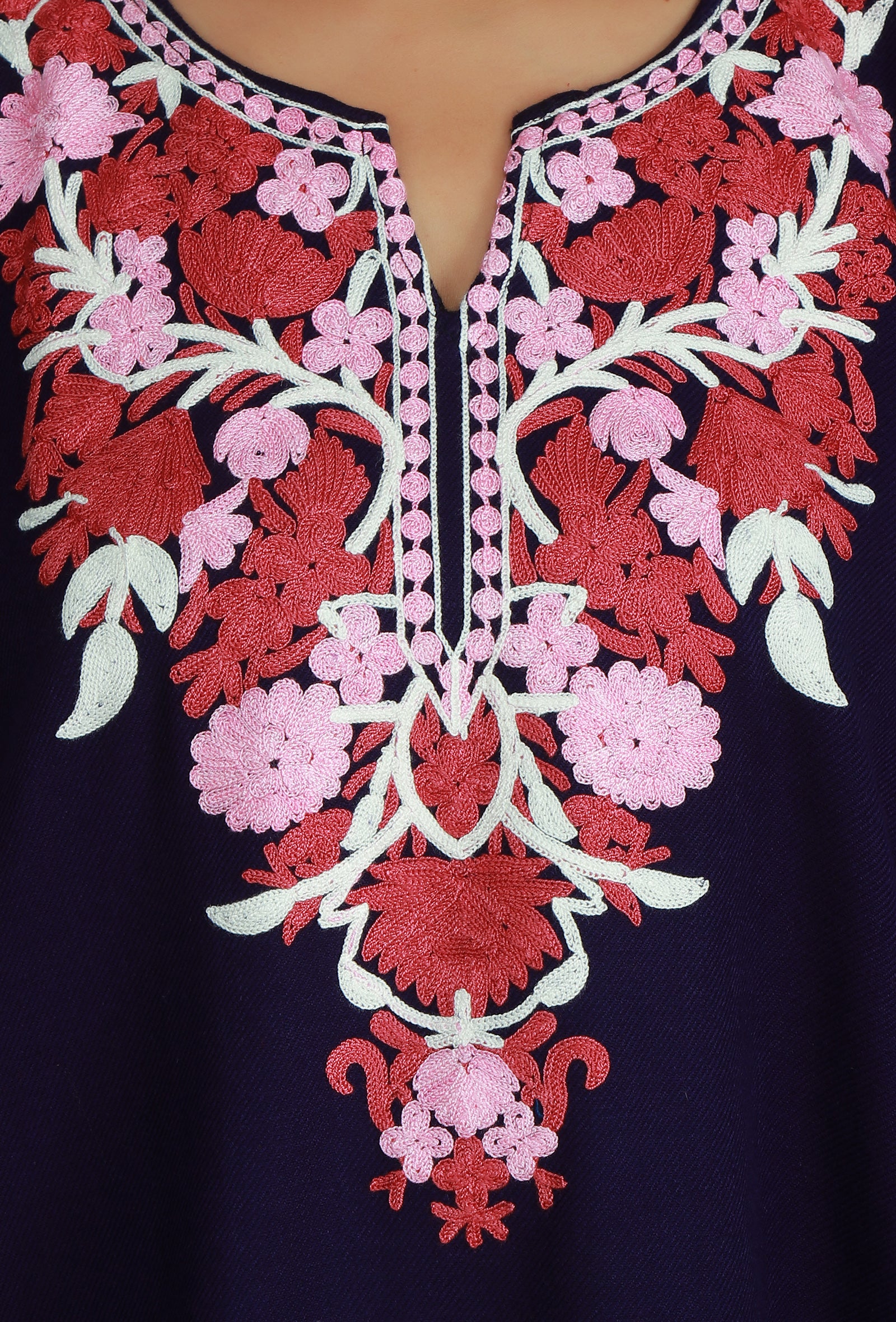 Plum Phiran with Pink and Maroon Aari Embroidery- Free Size