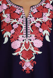 Plum Phiran with Pink and Maroon Aari Embroidery- Free Size