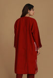 Maroon Phiran with Yellow and White Aari Embroidery- Free Size