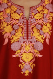 Maroon Phiran with Yellow and White Aari Embroidery- Free Size