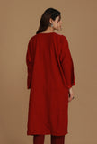 Maroon Phiran with White and Pink Aari Embroidery- Free Size