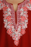 Maroon Phiran with White and Pink Aari Embroidery- Free Size