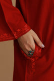 Maroon Phiran with White and Pink Aari Embroidery- Free Size