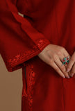 Maroon Phiran with White and Pink Aari Embroidery- Free Size